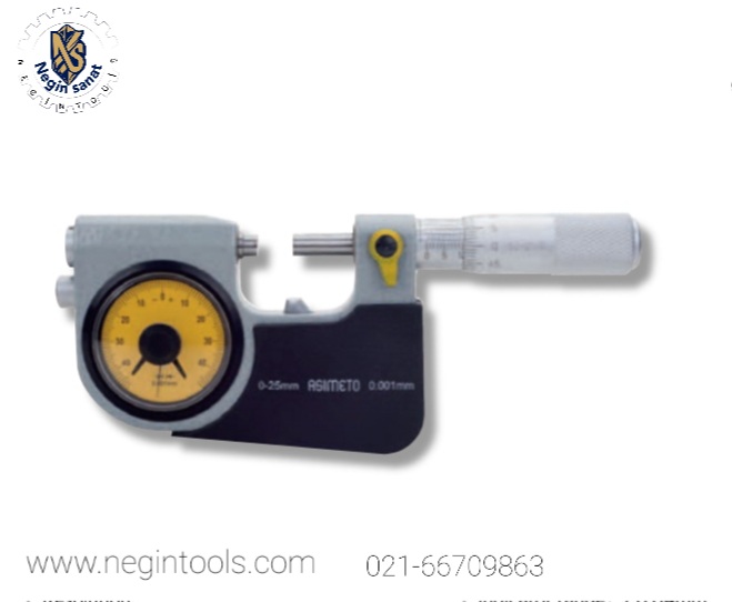 میکرومتر ساعتی رنج 0-25 میلی متر کد 152-01 برند آسیمتو