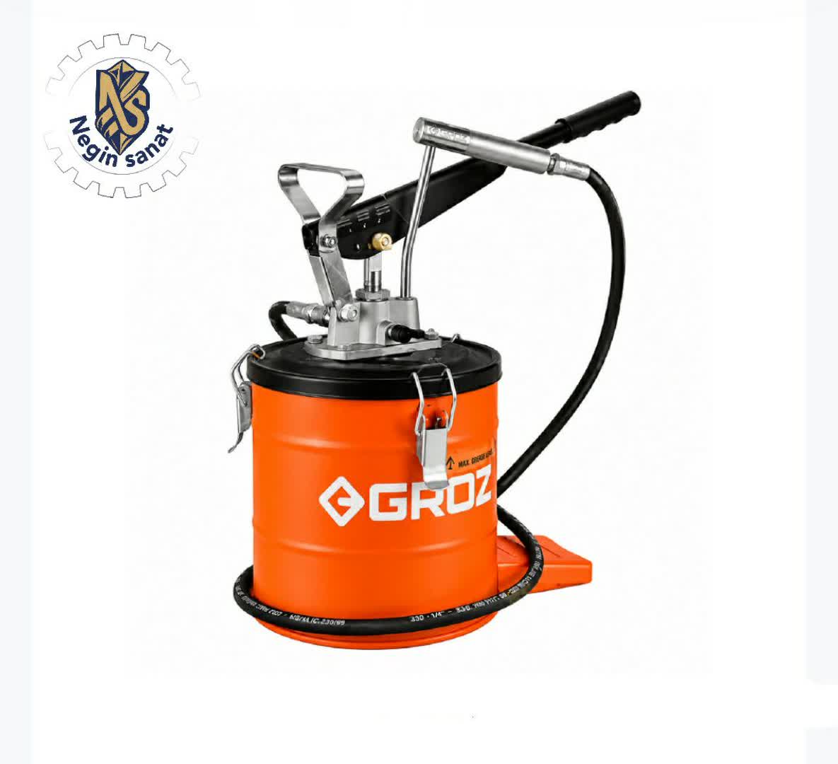 گریس پمپ سطلی ۶ کیلویی دستی بدون چرخ گروز (GROZ)